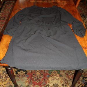 Black Polyester Bunched Waist Cocktail Dress w Cut-out Sleeves Size 22W